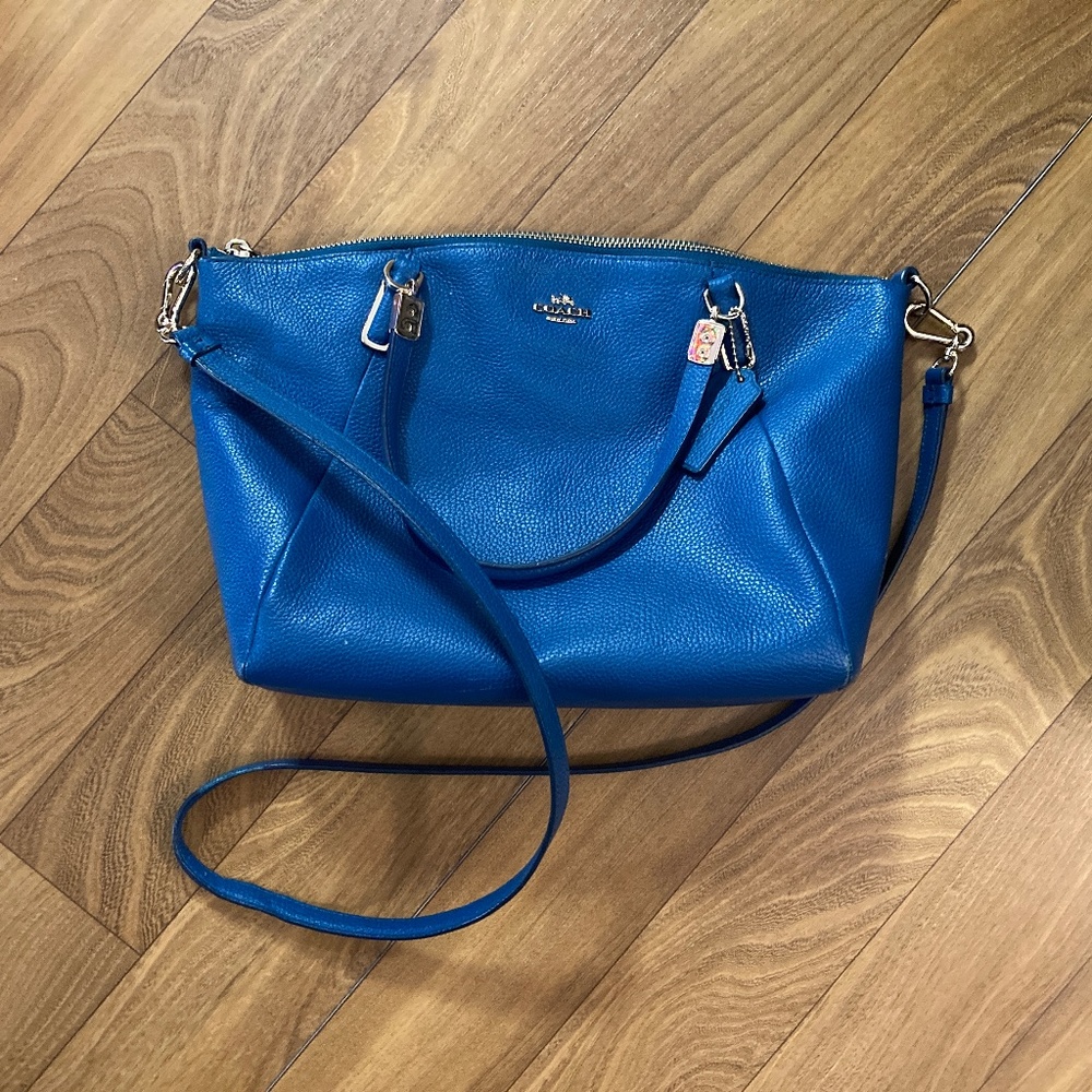 COACH Madison "Kelsey" #33733 Blue/Teal PEBBLE LEATHER SATCHEL Crossbody Purse